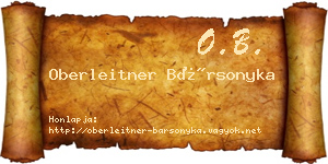 Oberleitner Bársonyka névjegykártya
